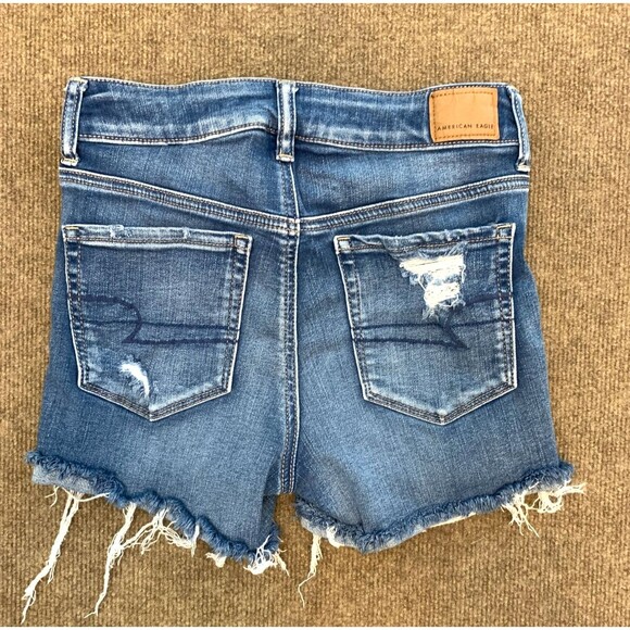 American Eagle Shorts Womens 4 High Rise Distressed Whiskered Stretch Denim - Picture 2 of 8